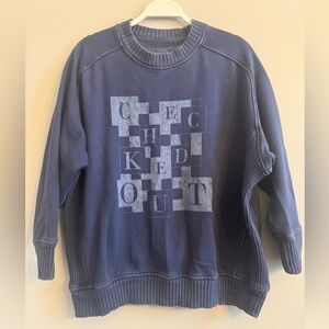 Aerie Down To Earth “Checked Out” sweatshirt, blue, vguc, small
